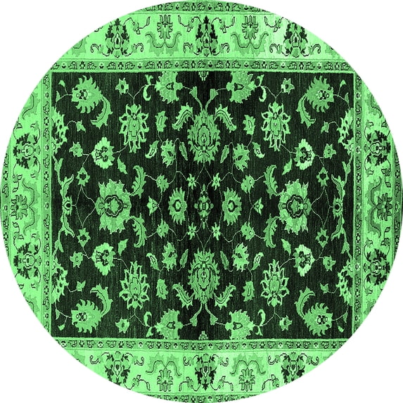 Ahgly Company Indoor Round Oriental Emerald Green Traditional Area Rugs, 6' Round
