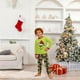 thumbnail image 2 of Moonsky Green Flannel Christmas Pajamas For Family Parent-child Warm Christmas Set Christmas Letter Printed Home Wear Pajamas Two-piece Mom Set Matching Christmas Pjs For Family 4 Years, 2 of 5
