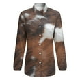 thumbnail image 4 of Cow Hide Brown & White Long Sleeve Blouse Woman Streetwear Casual Shirts Summer Oversize Woman Streetwear Clothing Birthday Present, 4 of 7