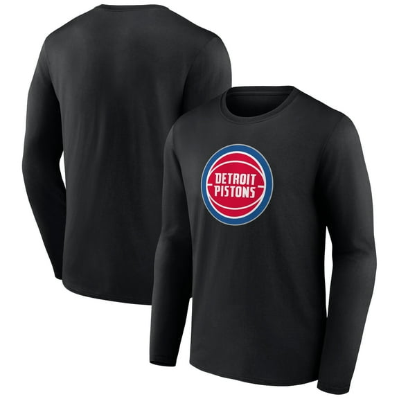 Men's Black Detroit Pistons Primary Team Logo Long Sleeve T-Shirt