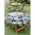 thumbnail image 3 of Outdoor Tablecloth with Umbrella Hole and Zipper, Blue Gnomes Christmas Round Table Cloth 60 Inch Waterproof Tablecloth, Xmas Tree Branches Snowflake Gifts Picnic Table Cover for Patio Camping, 3 of 7