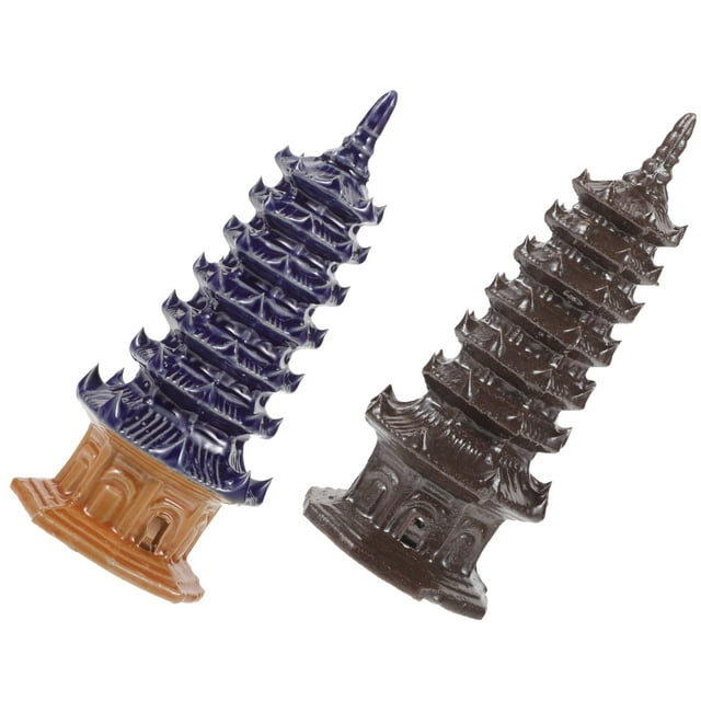 Estatua Adornos De Torre En Miniatura 2 Piezas Pagoda Hexagonal Cerámica En Miniatura Jardín Zen Accesorios Al Aire Libre Decoración
