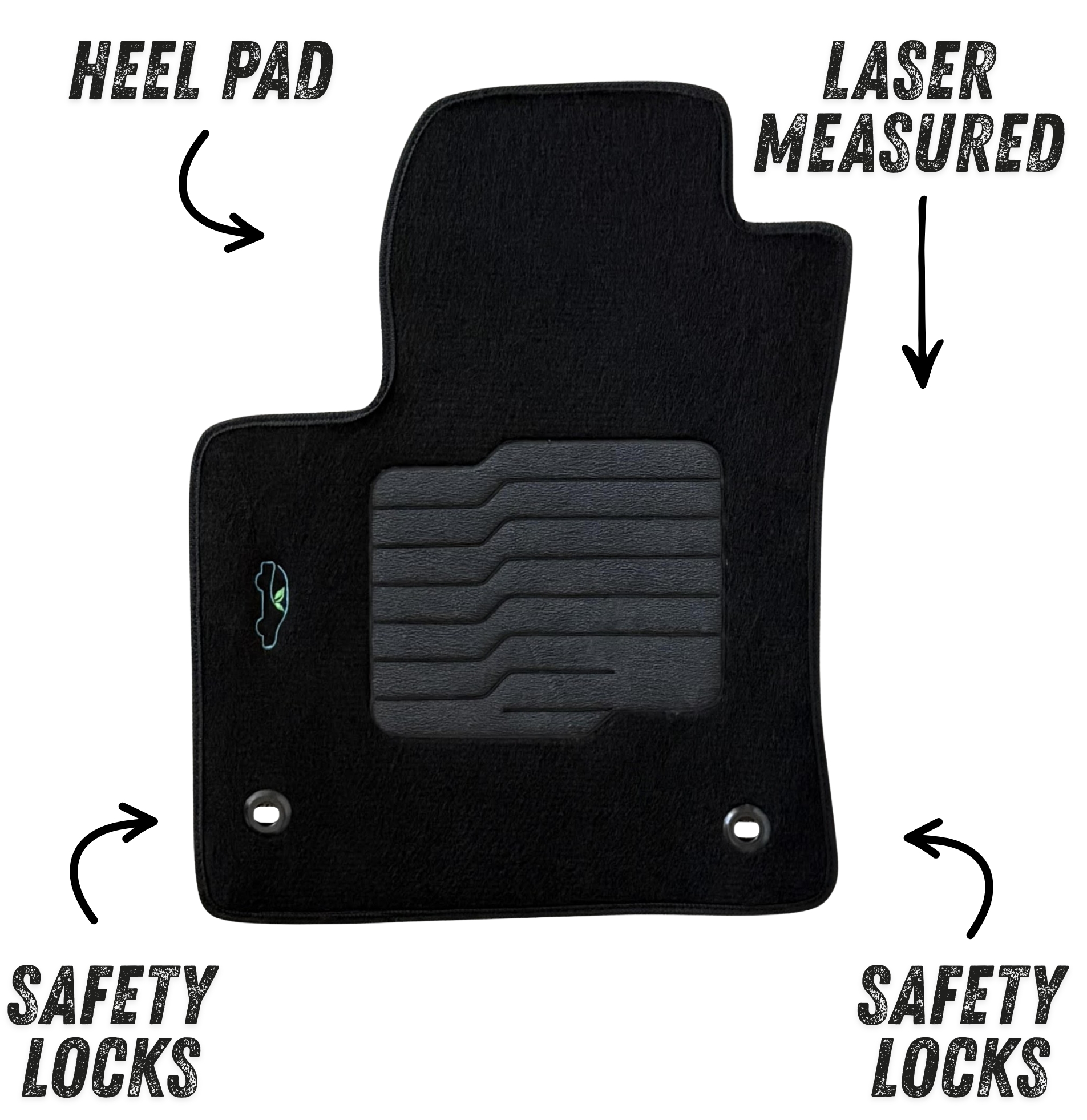 ecoMats Carpet Floor Mats Fit for 2016 to 2022 Toyota Prius / 2017 to 2022 Prius Prime, with Anti Slip Driver Heel Pad and Safety Locks, Black
