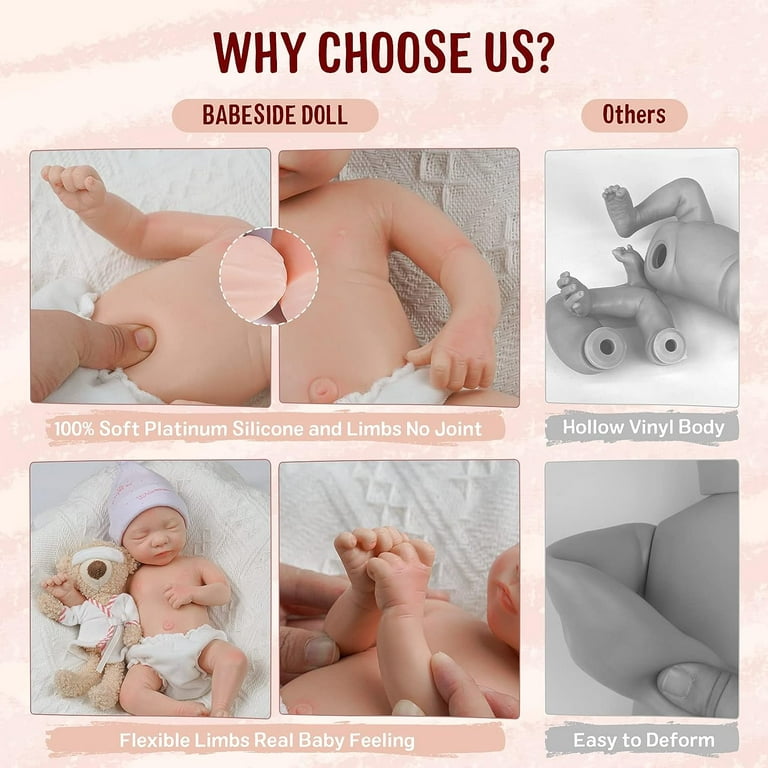 BABESIDE Lifelike Reborn Baby Dolls Girl - 12-Inch Realistic-Newborn Full  Platinum Silicone Body Real Life Baby Doll Sleeping Baby with Soft Body  Kids