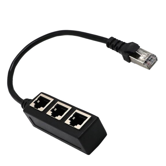 Ethernet LAN Network Splitter 3 Ways Adapter 3 Ports Converter Black