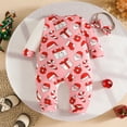 thumbnail image 5 of DHFJKG My First Christmas Baby Girl Outfit Santa Letter Printed Bow Long Sleeve Button-Up Jumpsuit With Hairband 2 Piece Sets Comfort One-Pieces, 5 of 5