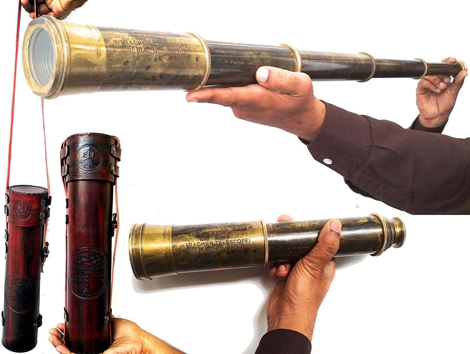 Vintage Antique Brass Telescope Nautical Gift Maritime Leather Covered Cap Collectibles Buy ZTS505