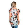 thumbnail image 3 of Women Floral Print Short Sleeve V Neck Tee Shirt, 3 of 10