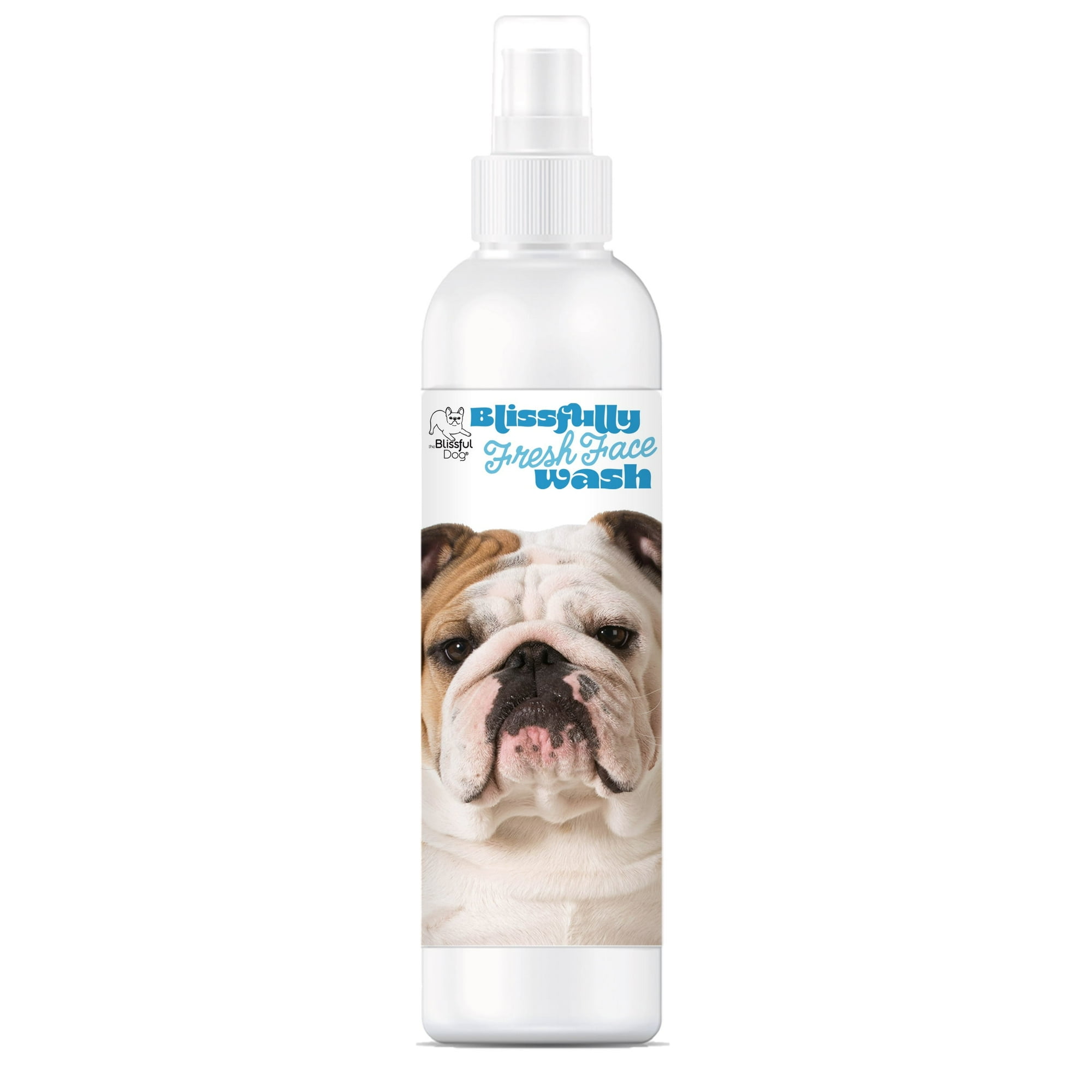 The Blissful Dog Bulldog Blissfully Fresh Face Wash for Cleaning Tear Stains, Flat-Faces, Beards, Ear Fringes, Jowls and More I Alcohol & Irritation Free I 8-Ounce Spray Bottle