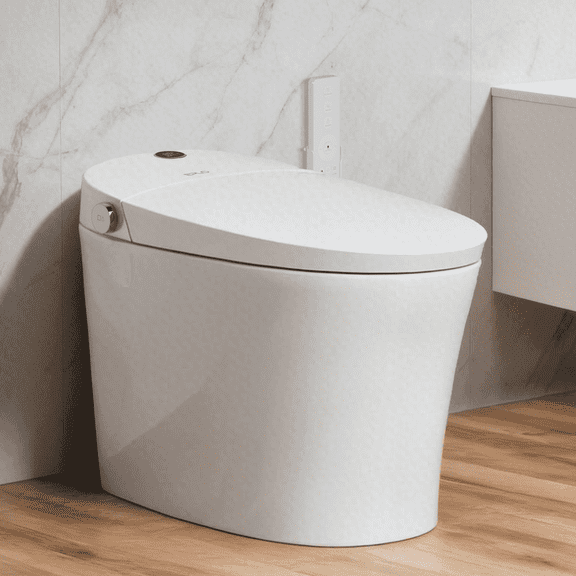 EPLO Smart Toilet Bidet Built in Tank ,Strong Power Flushing, Foam Shield Splash Proof, Dual-Flush, Auto Flushing, Elongated Toilet