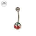 thumbnail image 1 of 14 gauge Red & Green Cherry Swarovski Crystal Ferido Belly Button Ring, 1 of 2