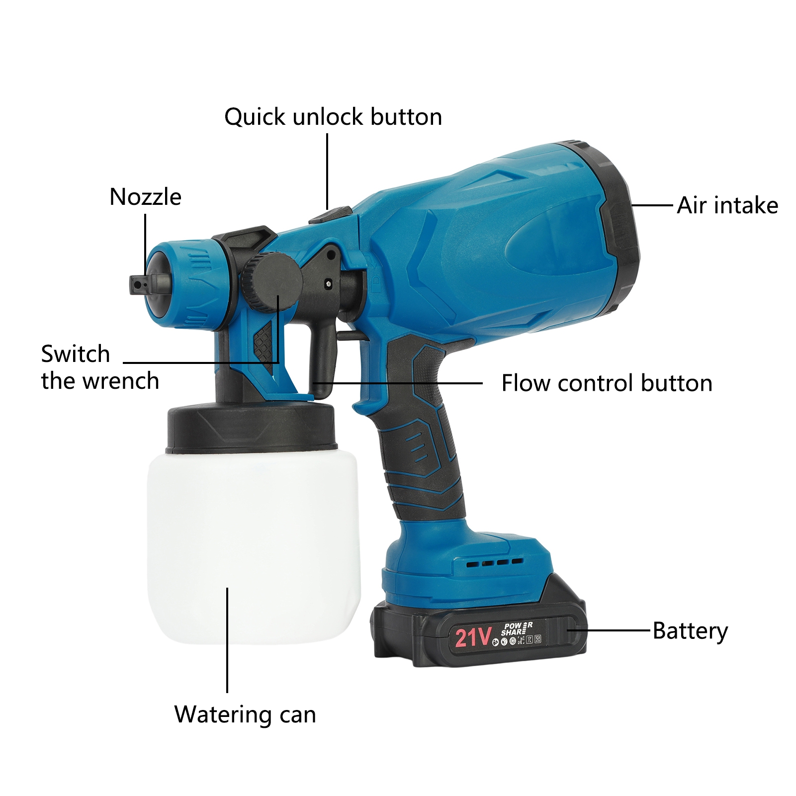 Thehsnt 600W Cordless Electric Paint Sprayer - 800mL Tank & 21V 2000mAh Battery, 3 Spray Patterns (H/V/Circle) for Furniture/Walls/Cars, 30000RPM Motor - 11”x9.5” Compact Design