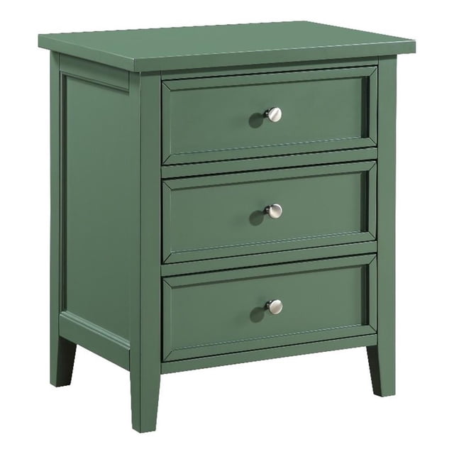 Pemberly Row Contemporary 3-Drawer Vintage Green Wood Nightstand