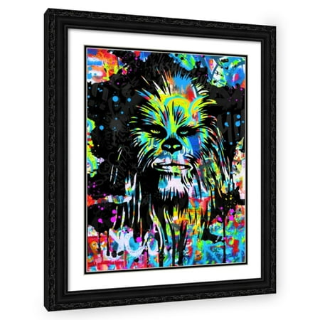 Stephen Chambers 12×14 Black Ornate Wood Framed With Double Matting Wall Art Titled – Chewbacca Graffiti