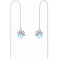 thumbnail image 6 of 925 Sterling Silver Moonstone Long Chain Earrings Hummingbird/Cat/Clover with June Birthstone Threader Earrings for Women, 6 of 10