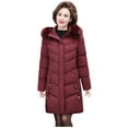thumbnail image 2 of Babysbule Winter Jackets for Women Women's Winter Plus Size Mid-Length Slim Padded Jacket Mother's Cotton Coat, 2 of 9