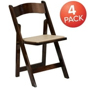 Flash Furniture Hercules Series Adult Size Beechwood Folding Event Chairs, Set of 4, Fruitwood