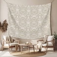 thumbnail image 2 of Beige Damask Large Tapestry for Bedroom Wall Hanging Tapestry, Vintage Country Scroll Floral Patterned Ceiling Backdrop Tapestries Poster Blanket Wall Decor for Teens Room Living Room Dorm 86" x 104", 2 of 8