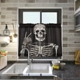 thumbnail image 6 of FREEAMG Smiling Skull Half Window Tier Curtains 36 Inch Blackout Thermal Insulating Kitchen Linen Tier Curtains for Kitchen,Bathroom,Cafe, 6 of 7