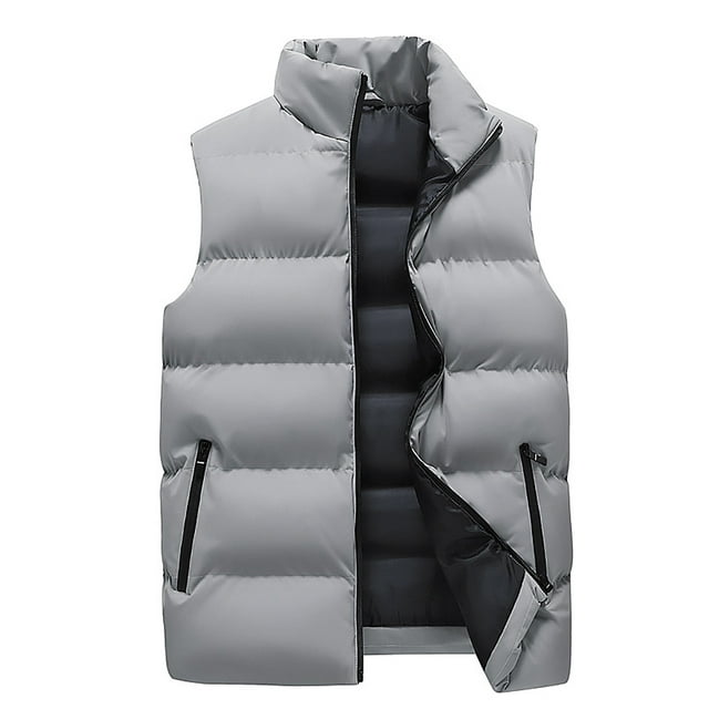 Pisexur Gilet Matelassé pour Homme, Extérieur, Décontracté, Col Montant, Veste Rembourrée, Manteau, Gilet