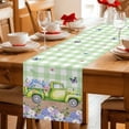 thumbnail image 5 of Blue Purple Floral Table Runner - 108 Inch Long Spring Hydrangea Flower Truck Green Plaid Cotton and Linen Blended Dress Scarves Farmhouse Table Runner for Kitchen Dining, Coffee Table, 13" x 108", 5 of 8