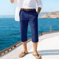 thumbnail image 2 of LWavelet Men's Slim Fit Casual Capri Pants with Belt Loops & Side Pockets for Business Casual Daily Wear Dark Blue L, 2 of 4