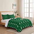 thumbnail image 5 of Quilts Queen Size Bedding Set, Green Christmas Lightweight Quilted Comforter, Xmas Pine Trees Dots Modern Minimalist Soft Reversible Bedspread Coverlet with Pillow Covers for All Season, 90" x 96", 5 of 9
