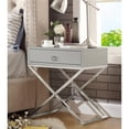 thumbnail image 2 of Posh Living Brianna 1-Drawer Nightstand with X-Metal Legs in Gray/Chrome, 2 of 8
