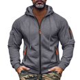 thumbnail image 3 of Men's Hoodie with Zipper Arm Pocket, Fleece Cardigan Oversized Casual Pullover for Daily Wear, Lounge,Dark Gray,2XL, 3 of 6