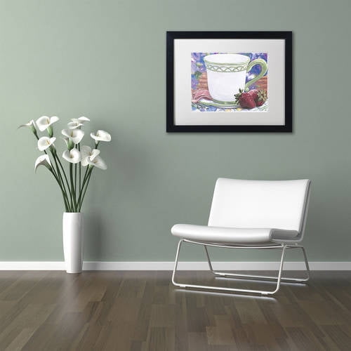 Trademark Fine Art 'Tea Party Bear 2' Canvas Art by Jenny Newland, White Matte, Black Frame