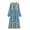 Blue, variant on Spring Summer Women Tie Neck Ethnic Floral Print Beach Bohemian Maxi Dresses Ladies Ruffles Pleated Boho Dress Robe Vestidos