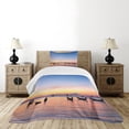 thumbnail image 4 of Ambesonne Fishing Quilted Bedspread Set 2 Pcs, Sunset on Sea Ships, Twin Size, Blue Yellow Coral, 4 of 5
