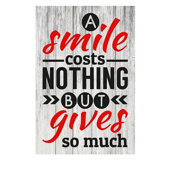 A Smile Costs Nothing But Gives So Much Rustic Metal Sign Home Decor Red & Black - 12" x 8"