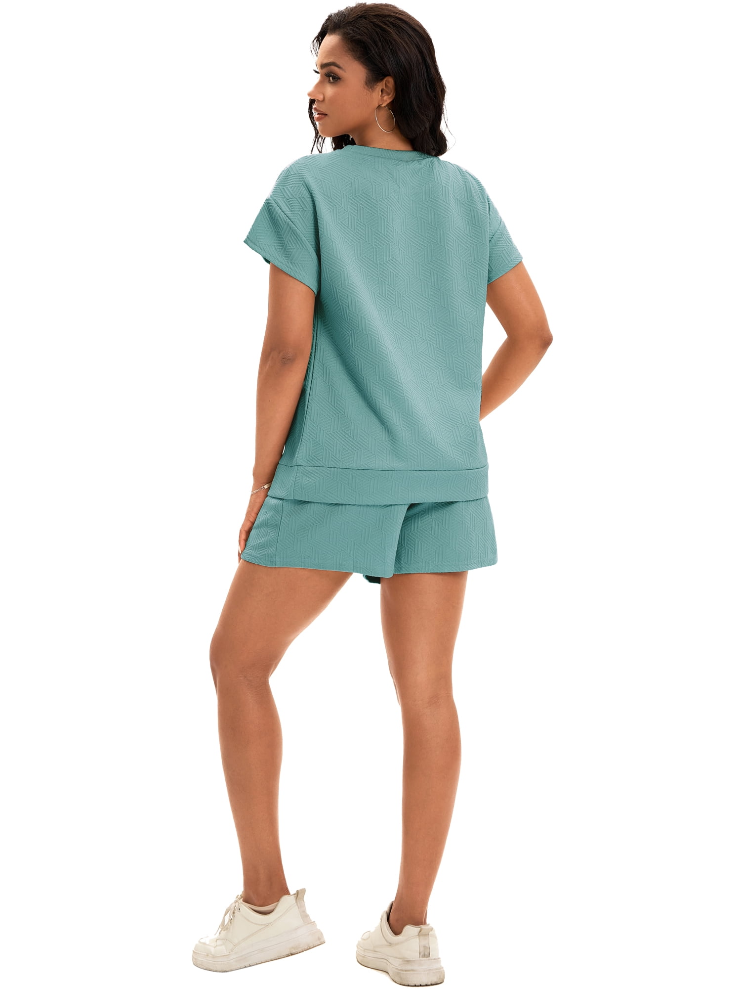 DARING DIVA Women's Summer 2 Pieces Outfits Short Sleeve Tops Shorts M Green