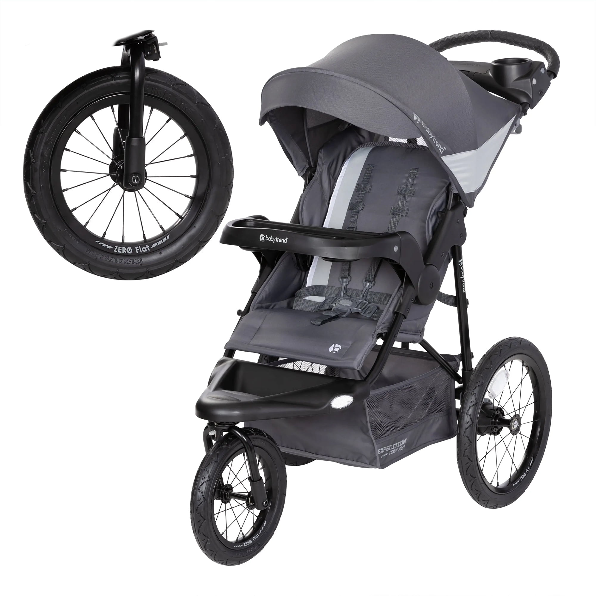 Dash Grey All-Terrain Jogging Stroller with LED Safety Lights