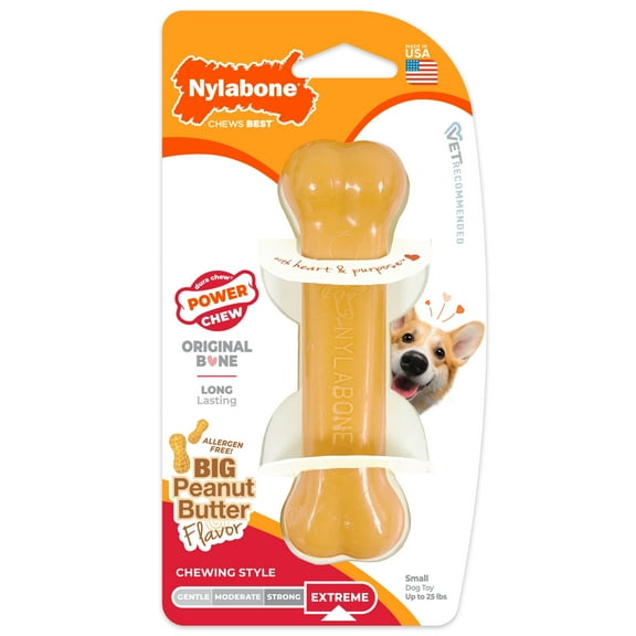 Nylabone Power Chew Original Bone Dog Chew Toy Peanut Butter Small (1 Count)