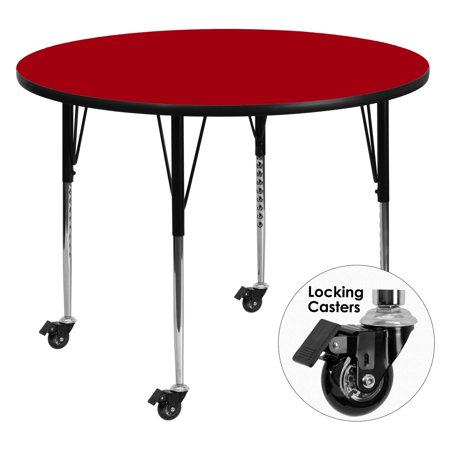 Thermally Fused Laminate (Flash Furniture Mobile 42'' Round Activity Table with Red Thermal Fused Laminate Top and Standard Height Adjustable)