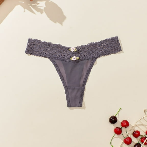 Women's Underwear Cotton Sexy Lace Low Waist Thong Cotton Underwear No Show No Wedgie Brief