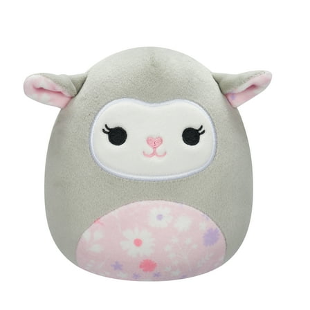 Squishmallows 5” Elea the Grey Lamb with Pink Floral Belly - Ultra Soft Easter Plush Toy