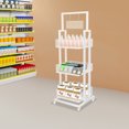 thumbnail image 3 of White Iron 45x45x136cm Three-Layer Snack Display Rack Wheeled Mobile Storage Rack Store Bookstore Storage Display Rack, 3 of 10