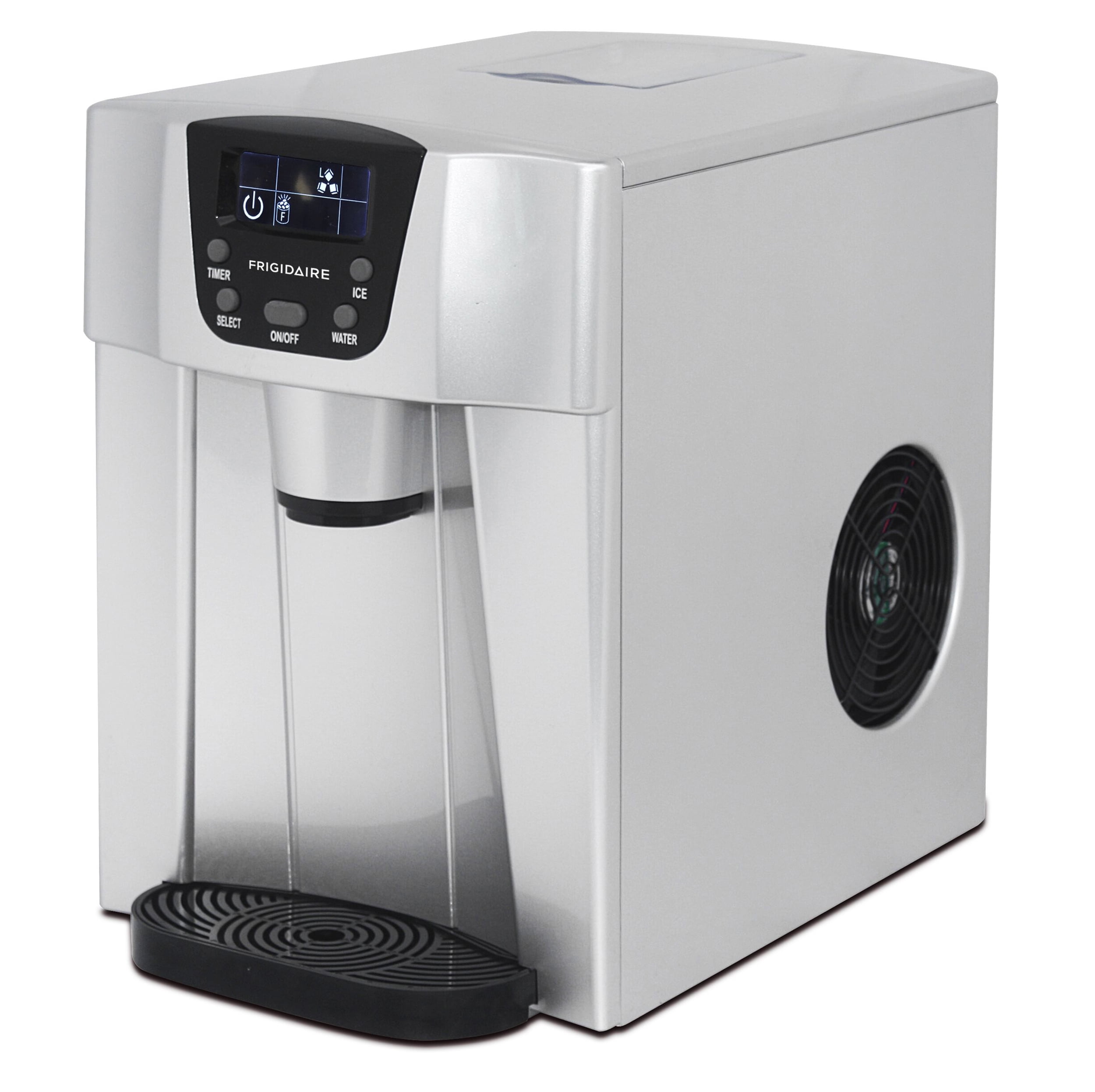 Frigidaire, 26 Lbs. Countertop Ice Maker And Water Dispenser, Bullet Shaped Ice, Silver