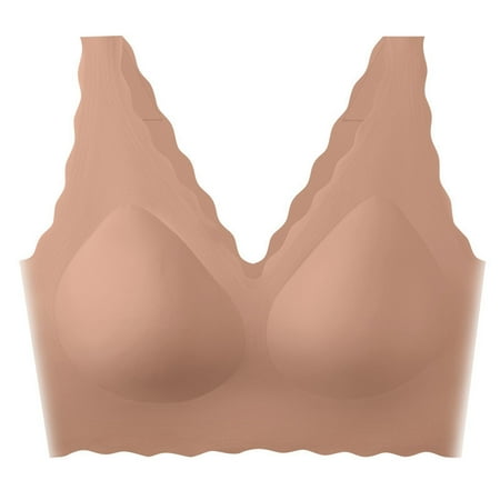Spandex Seamless Bras for Women No Underwire Ultra Comfort Bralettes for Women with Support Everyday Plunge Bra (Plus Size  Khaki)