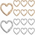 thumbnail image 1 of 1 caja de 20 llaveros con forma de corazón, 2 colores, cierre de anilla de corazón, aleación de diamantes de imitación, dorados y plateados, hebilla resistente con gancho a presión., 1 of 9
