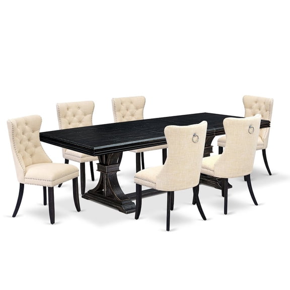 Luxe by East West Furniture 7 piece kitchen dining set of a rectangular table and 6 modern chairs