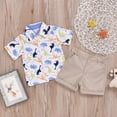 thumbnail image 4 of Fesfesfes Toddler Uniform Suits for Boys Fashion Short Sleeve Shirts with Shorts Sets Dinosaur Print Retro Shorts Back to School Suits, 4 of 9