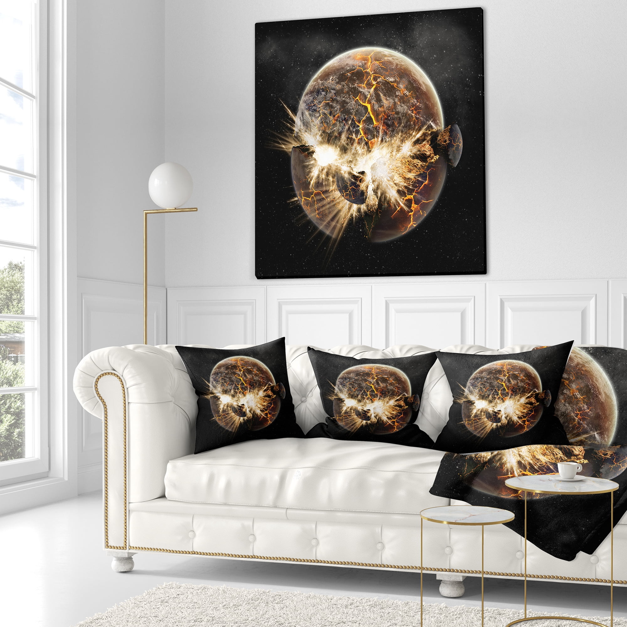 Designart Earth Apocalypse - Contemporary Throw Pillow - 16x16