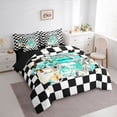 thumbnail image 2 of Homewish Watercolor Perfume High Heels 7pcs Queen Bedding,Dreamy Floral Bedding Comforter Set Queen,Teal,Black Reversible, 2 of 8