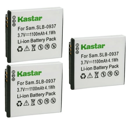 Kastar Battery 3-Pack Replacement for Samsung SLB-0937 Battery Samsung SAC-47 Charger Samsung CL5 CL50 CL80 I8 Digimax L730 Digimax L735 Digimax L830 NV4 NV33 ST10 Camera