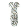 thumbnail image 4 of Ventes de Liquidation Aujourd'hui Offres Iumwxz Robes à Manches Courtes Col Rond pour Femmes Tunique Décontractée Robes Maxi Amples Robe Imprimée Feuilles Robe d'Été Coupe Ample pour les Vacances, 4 of 6