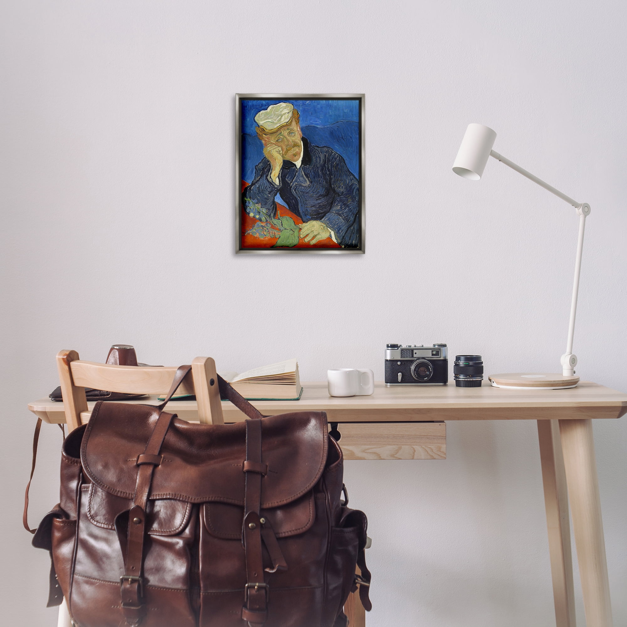 Stupell Industries Van Gogh Dr Paul Gachet People Painting Gray Floater Framed Canvas Art Print Wall Art, 17 x 21